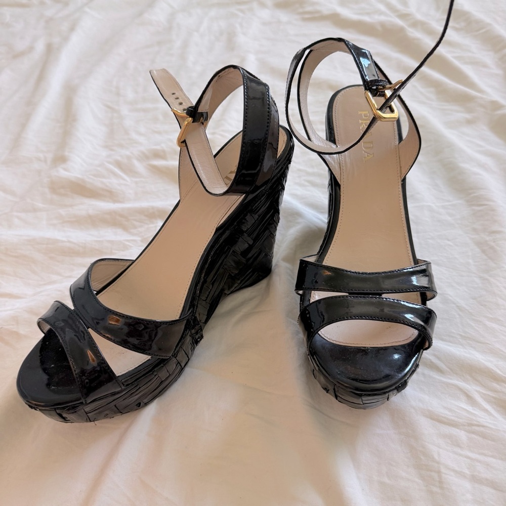 Prada Patent Leather Wedges